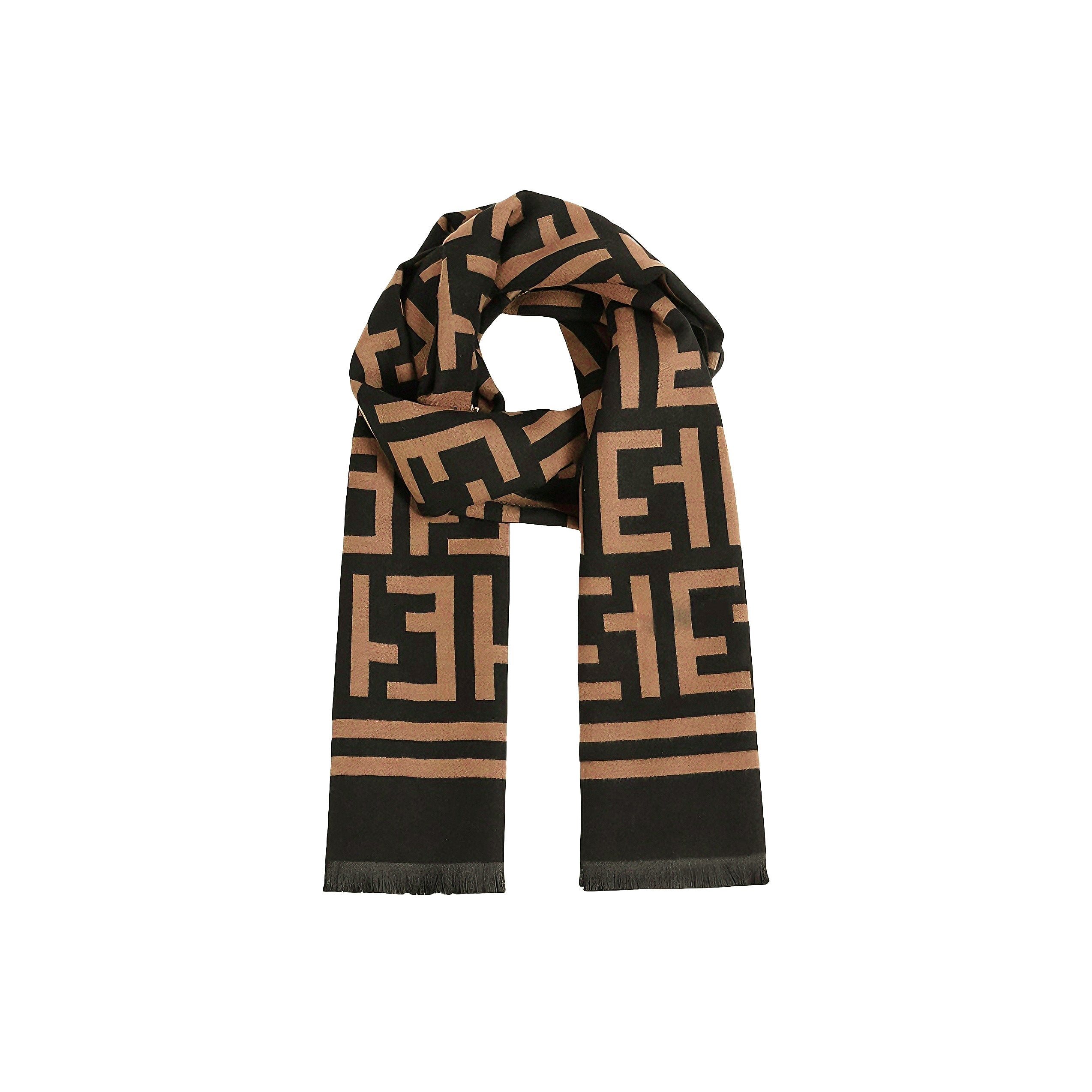 Women's Luxury Geometric Patterned Fringed Imitation Cashmere Scarf