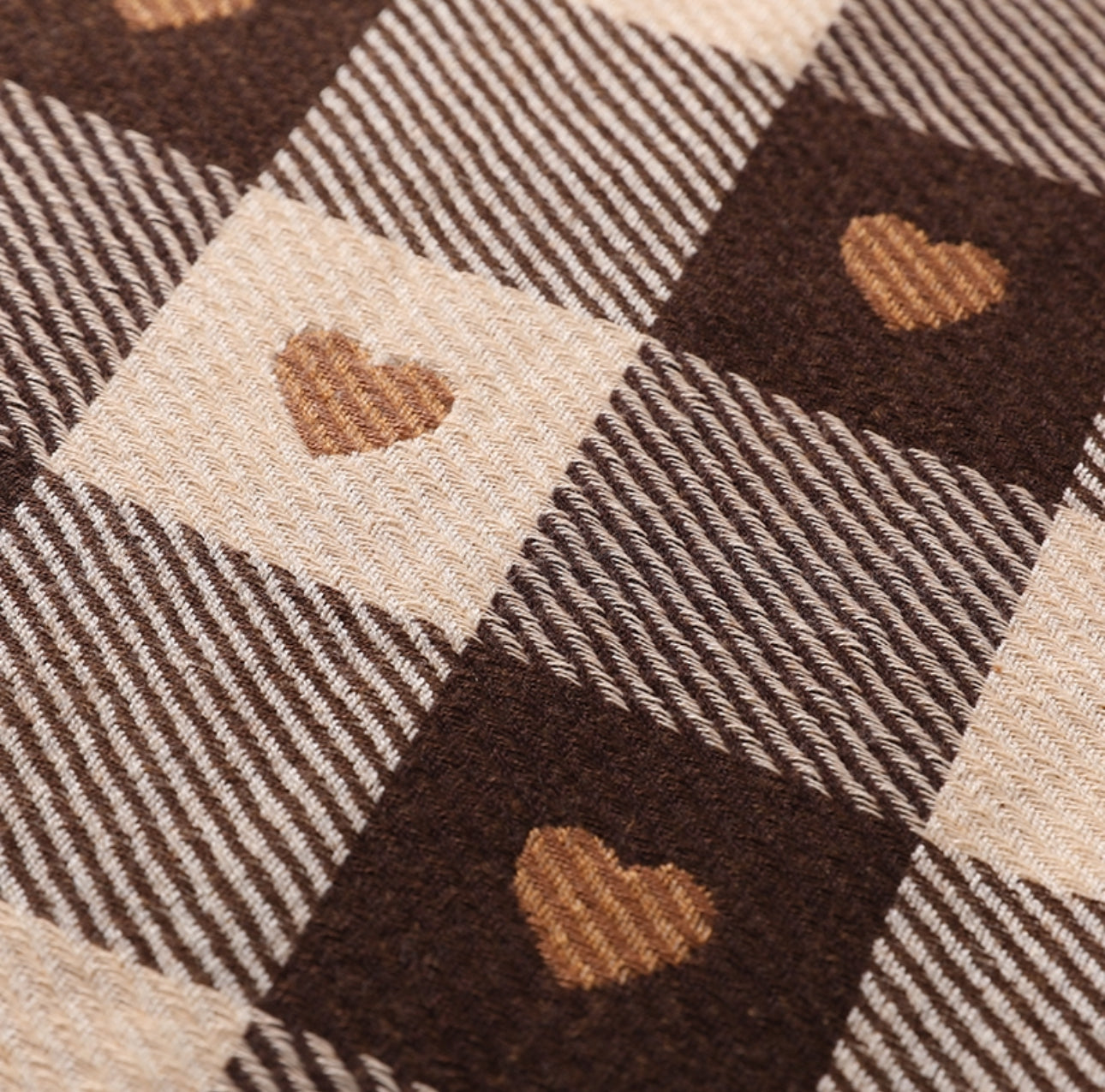 Women's Elegant Plaid Heart Patterned Fringed Imitation Cashmere Scarf