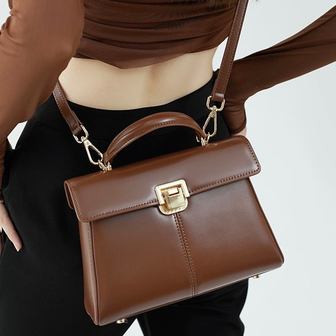 Women’s Genuine Leather Horseshoe Buckle Handbag