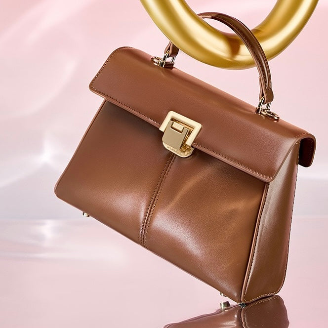 Women’s Genuine Leather Horseshoe Buckle Handbag