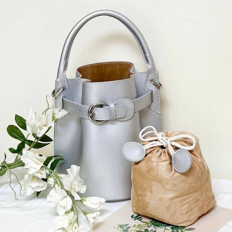 Stylish Exquisite Women's Genuine Leather Mini Bucket Crossbody Handbag