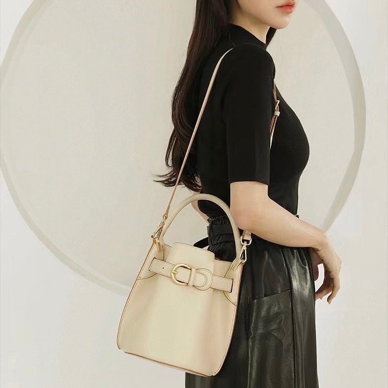 Stylish Exquisite Women's Genuine Leather Mini Bucket Crossbody Handbag