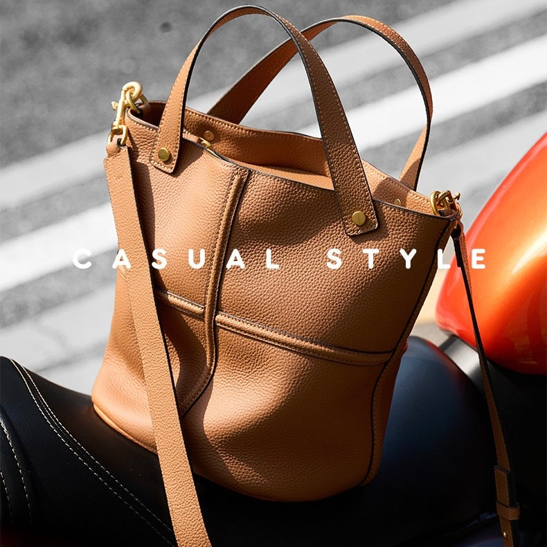 Women’s Genuine Leather Large Capacity Bucket Bag