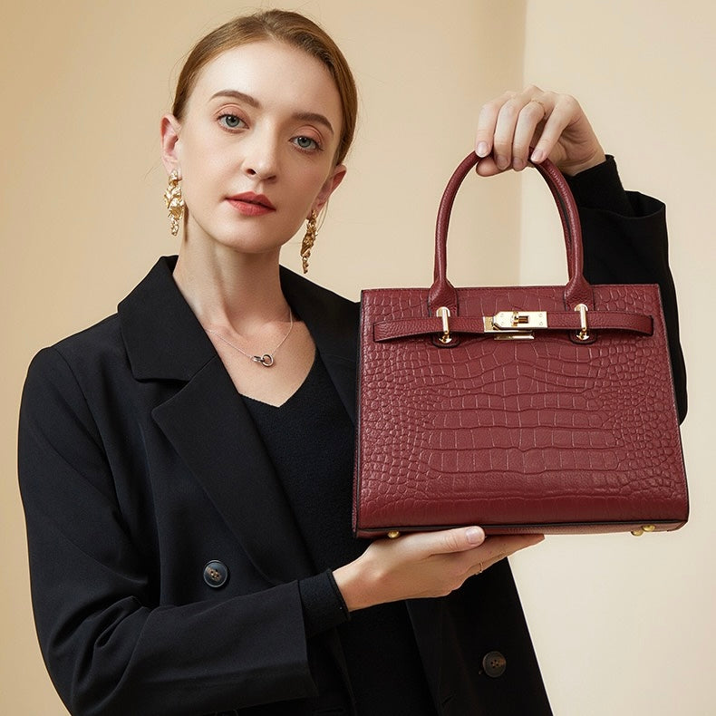 Women’s Genuine Leather Classic Everyday Crossbody Tote Bag