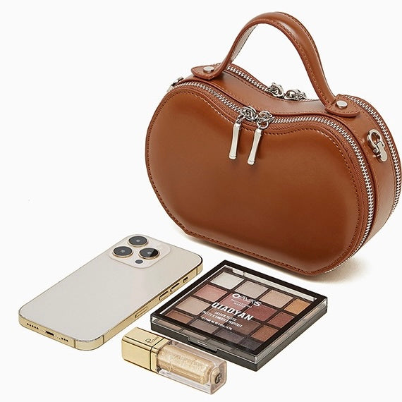 Women's Genuine Leather Unique Apple-Shaped Handbag