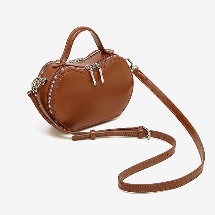 Women's Genuine Leather Unique Apple-Shaped Handbag