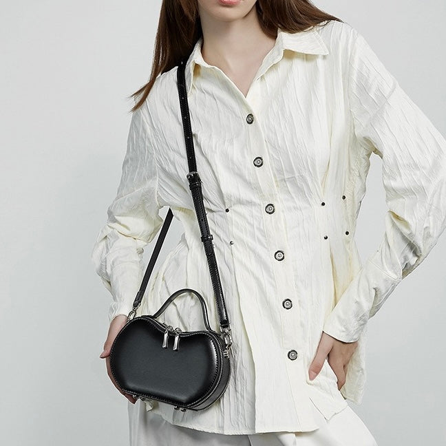 Women's Genuine Leather Unique Apple-Shaped Handbag