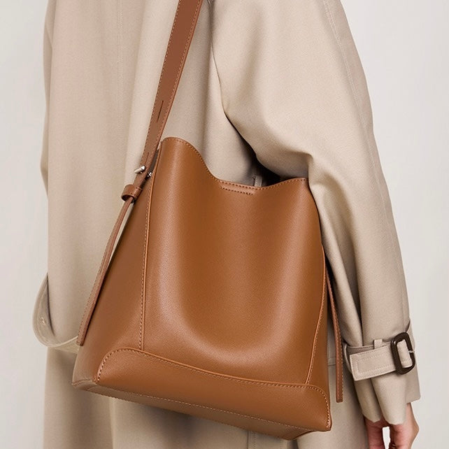 Women’s Genuine Leather Crossbody & Shoulder Oversized Bucket Bag