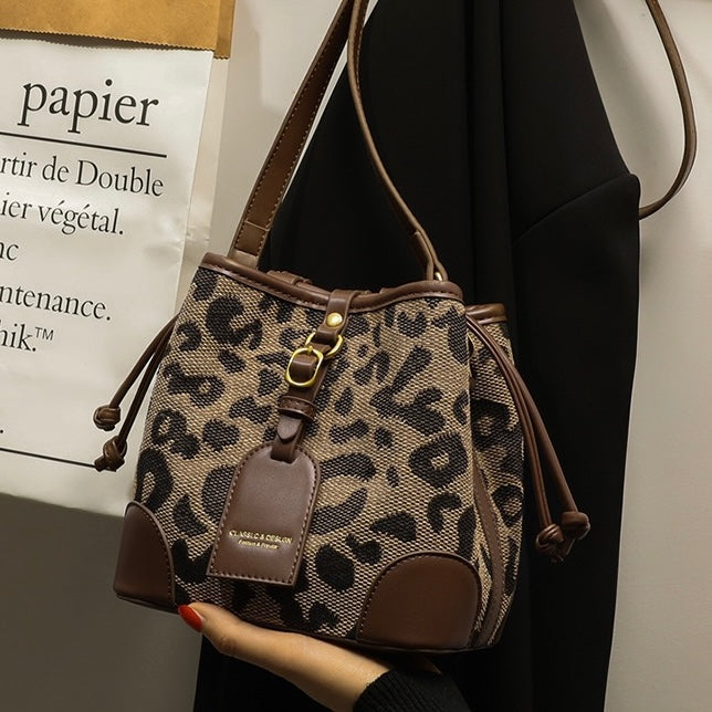 Women's Spring Summer Fashion Canvas Bucket Crossbody Shoulder Bag