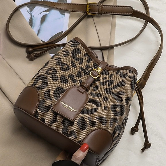 Women's Spring Summer Fashion Canvas Bucket Crossbody Shoulder Bag