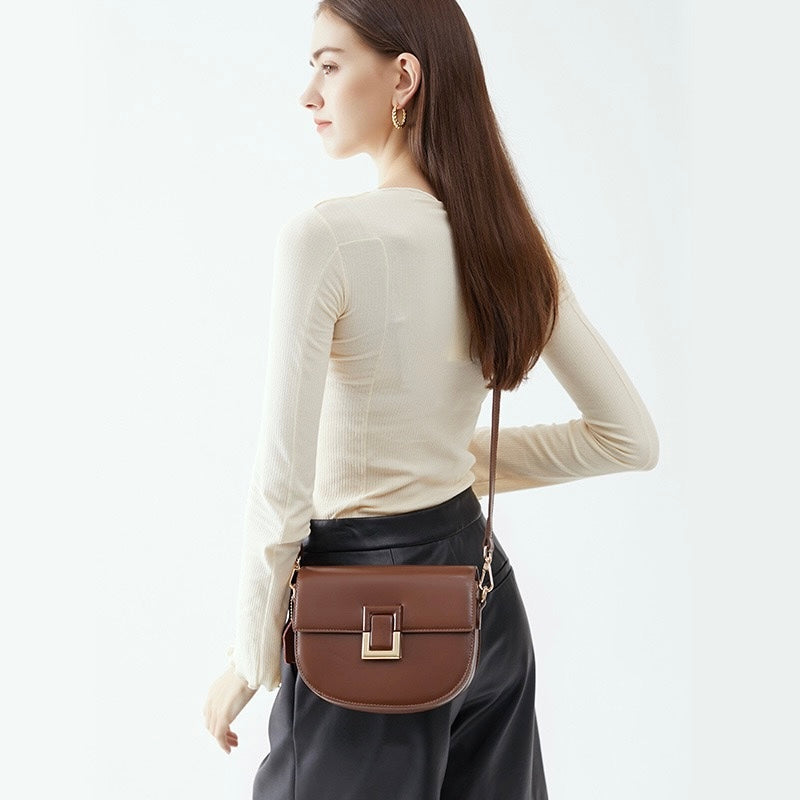 Women’s Genuine Leather Chic Saddle Crossbody Bag