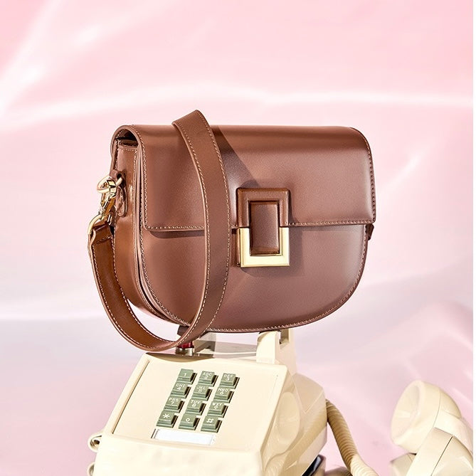 Women’s Genuine Leather Chic Saddle Crossbody Bag
