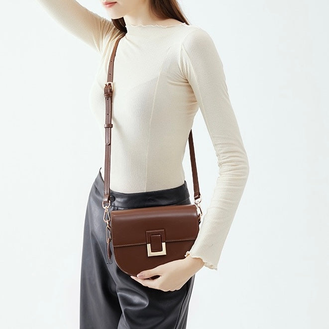 Women’s Genuine Leather Chic Saddle Crossbody Bag