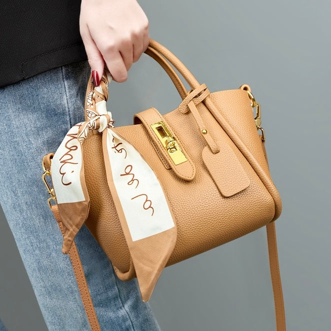 Women’s Genuine Leather Petite Basket Top Handle Bag