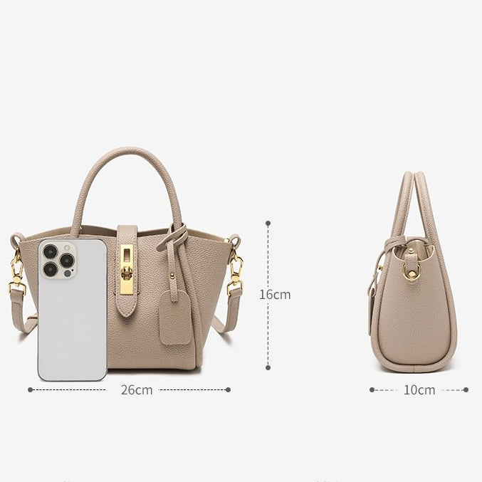 Women’s Genuine Leather Petite Basket Top Handle Bag