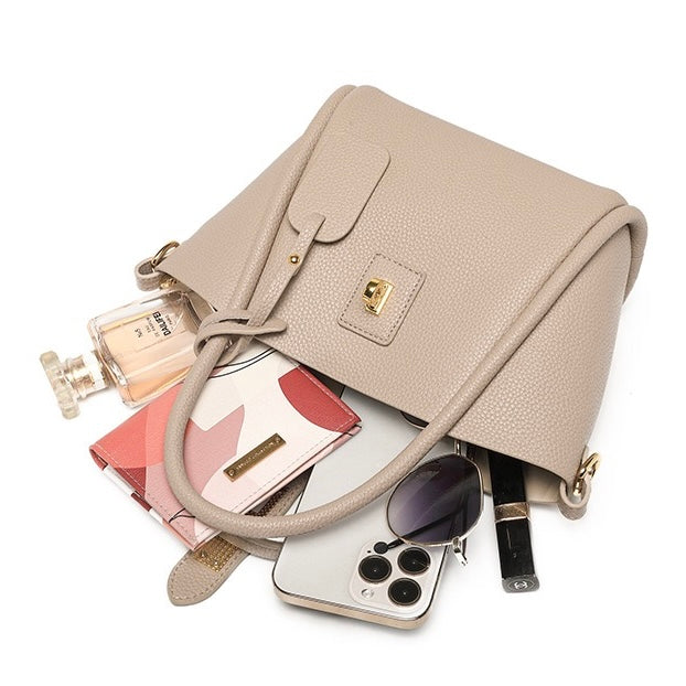 Women’s Genuine Leather Petite Basket Top Handle Bag