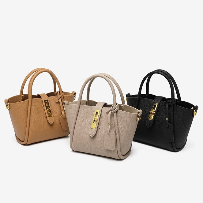 Women’s Genuine Leather Petite Basket Top Handle Bag