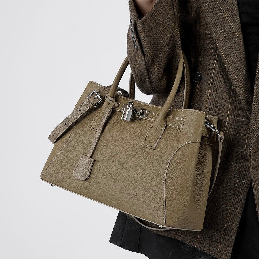 Women’s Genuine Leather Platinum-Style Structured Shoulder Tote