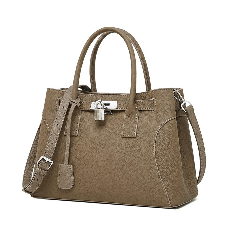 Women’s Genuine Leather Platinum-Style Structured Shoulder Tote
