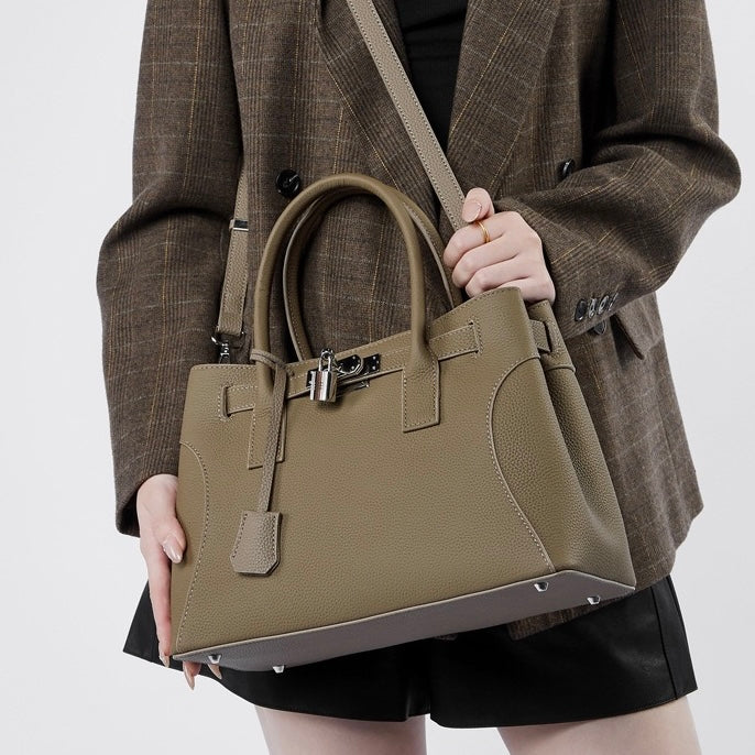 Women’s Genuine Leather Platinum-Style Structured Shoulder Tote