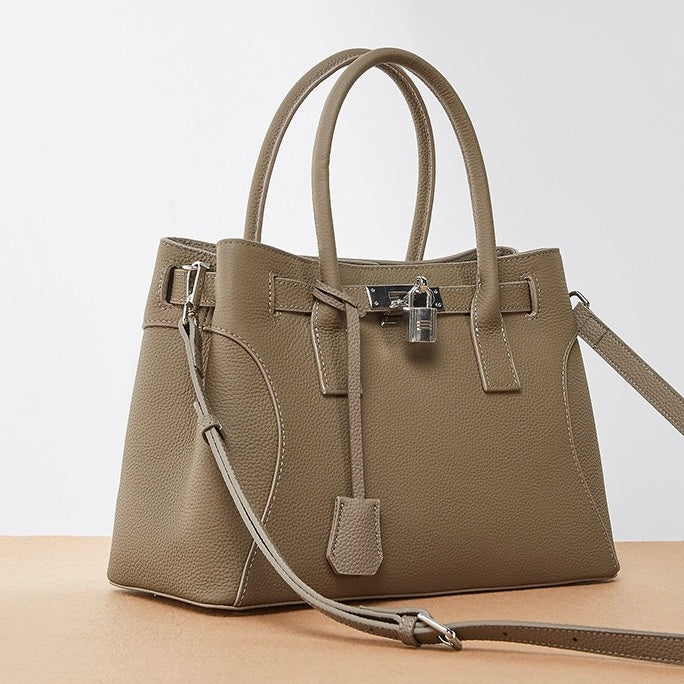 Women’s Genuine Leather Platinum-Style Structured Shoulder Tote