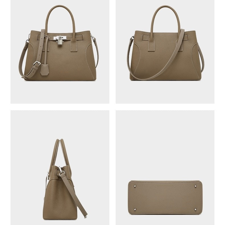 Women’s Genuine Leather Platinum-Style Structured Shoulder Tote