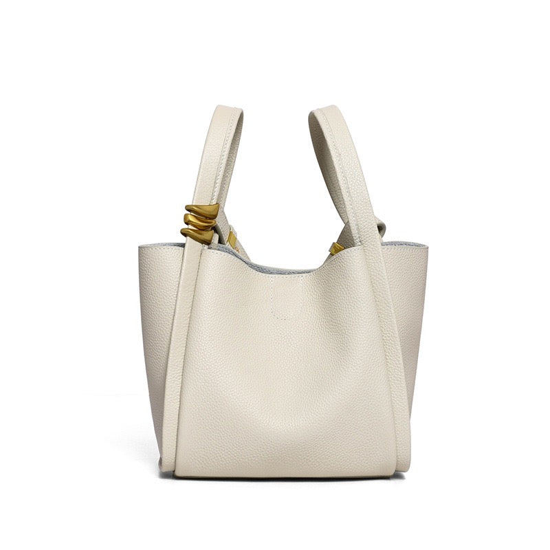 Women's Genuine Leather Mini Picnic Crossbody Bucket Bag