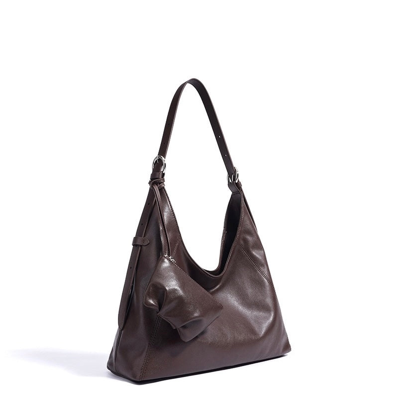 Women’s Genuine Leather Minimalist Slouchy Shoulder Bag