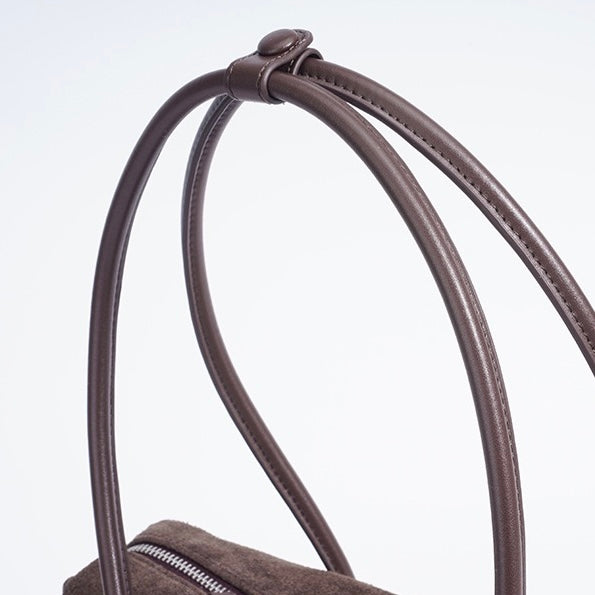 Matte Genuine Leather Tassel Pendant Shoulder Pillow Bag