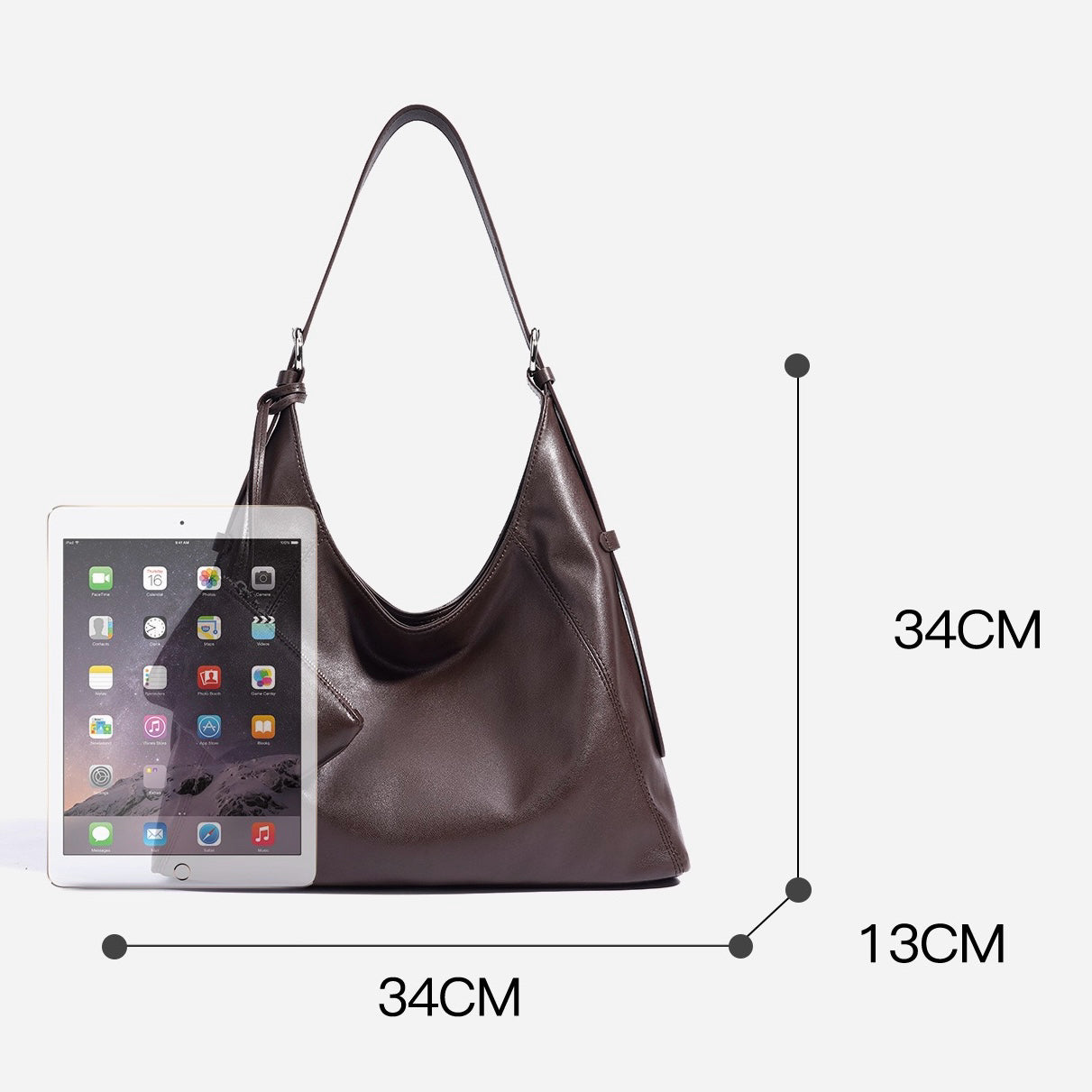 Women’s Genuine Leather Minimalist Slouchy Shoulder Bag