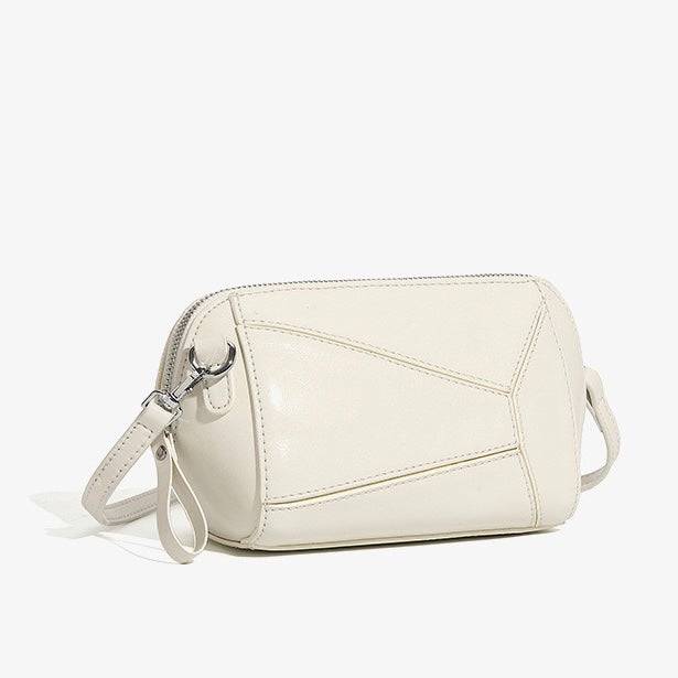 Women's Vintage Genuine Leather Geometric Patchwork Crossbody Bag