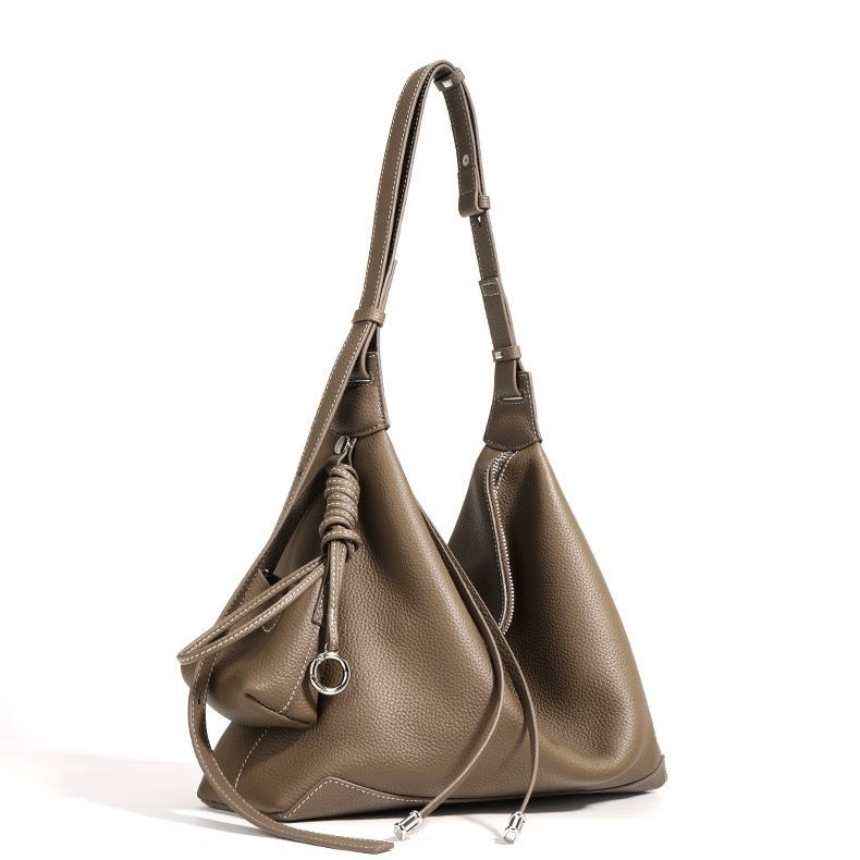 Women's Genuine Leather Minimalist Tote Dumpling Bag Shop Handbag