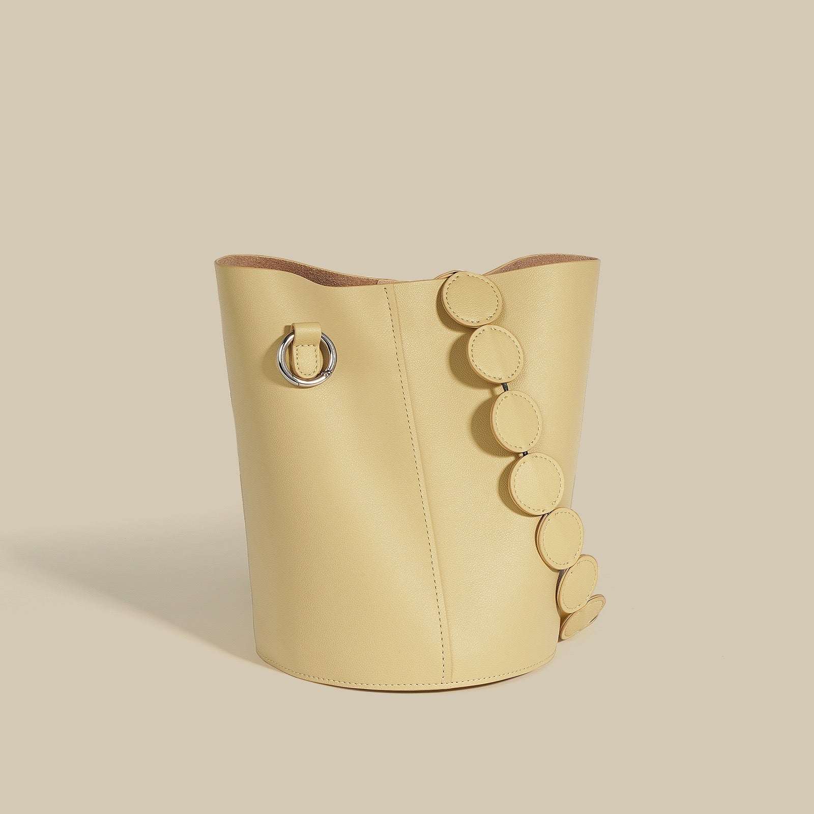 Women's Genuine Leather Adjustable Strap Handheld and Shoulder Bucket Bag