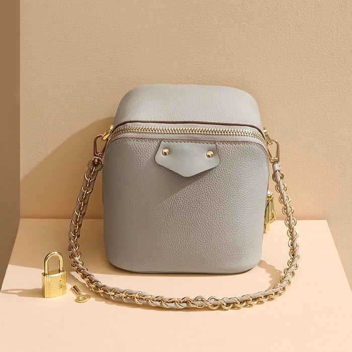 Women's Genuine Leather Square Elephant Bucket Bag