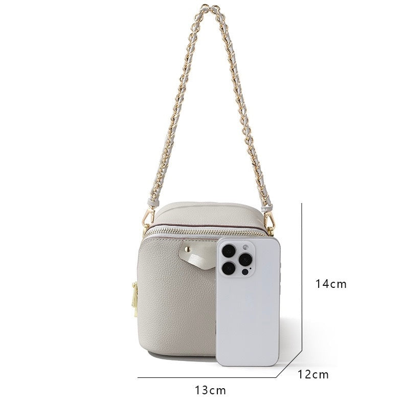 Women's Genuine Leather Square Elephant Bucket Bag
