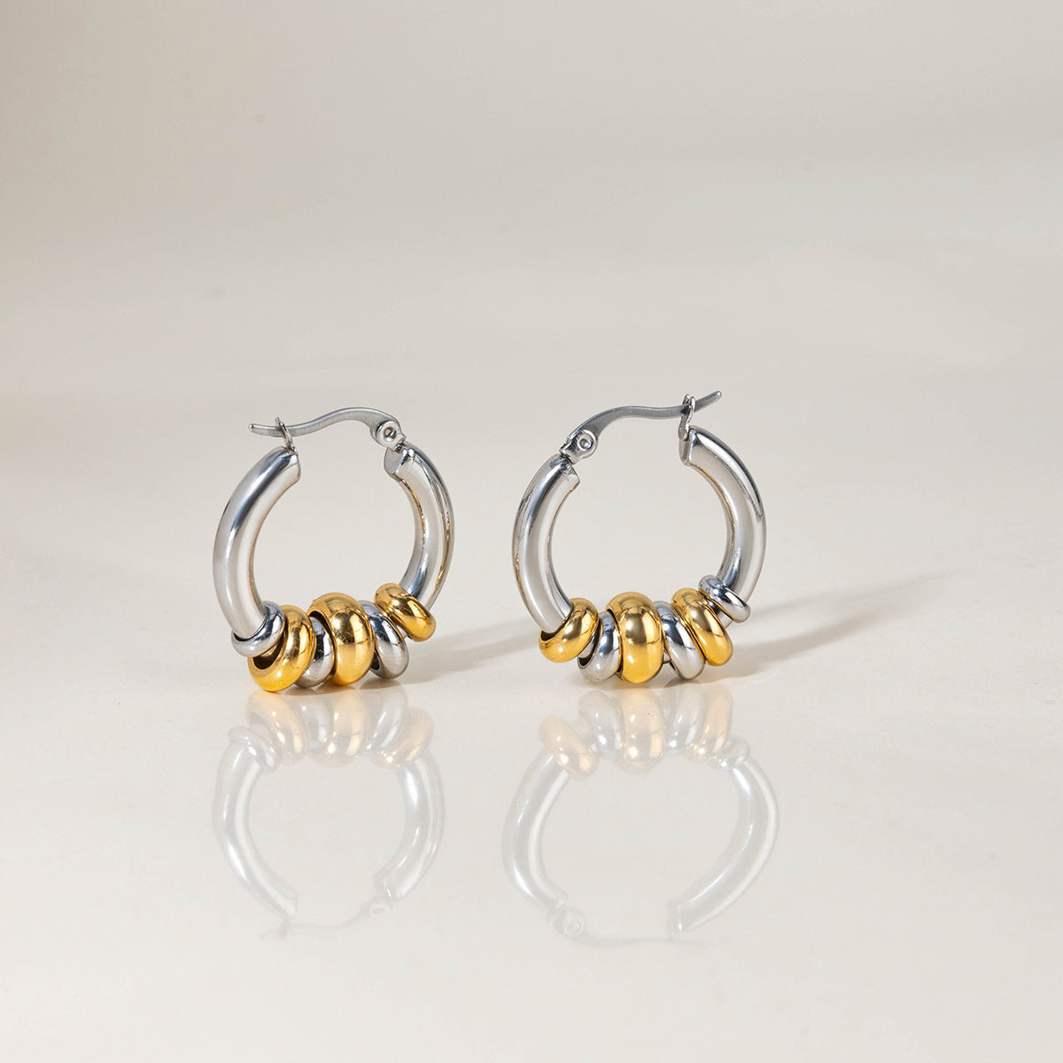 Geometric Interlocking Ring Earrings