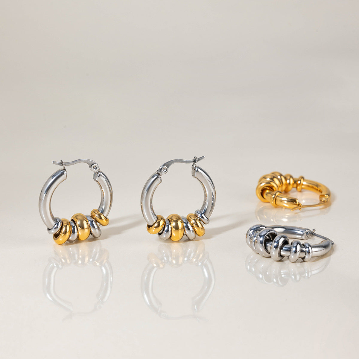 Geometric Interlocking Ring Earrings