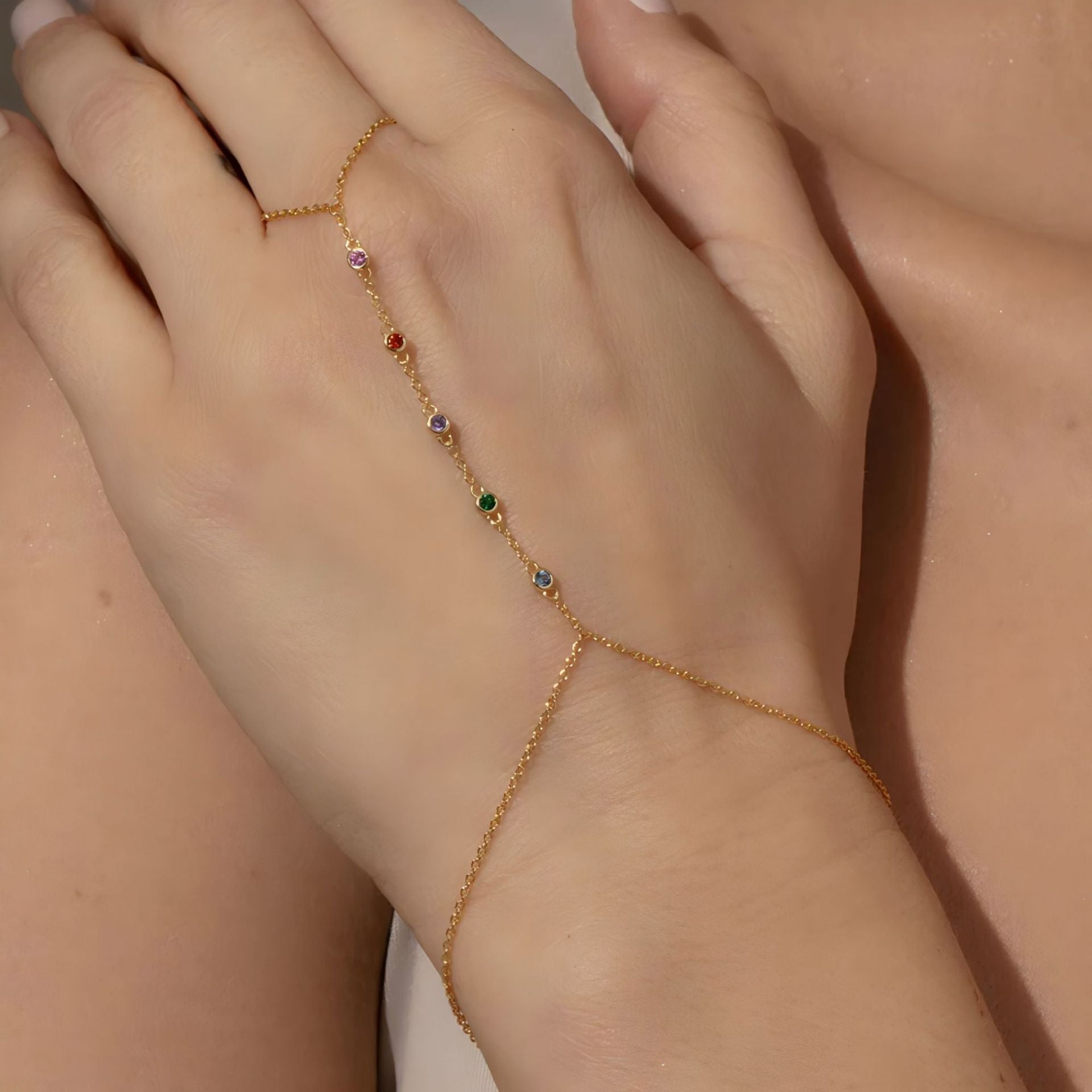 Minimalist Bracelet Inlaid with Colored Diamonds