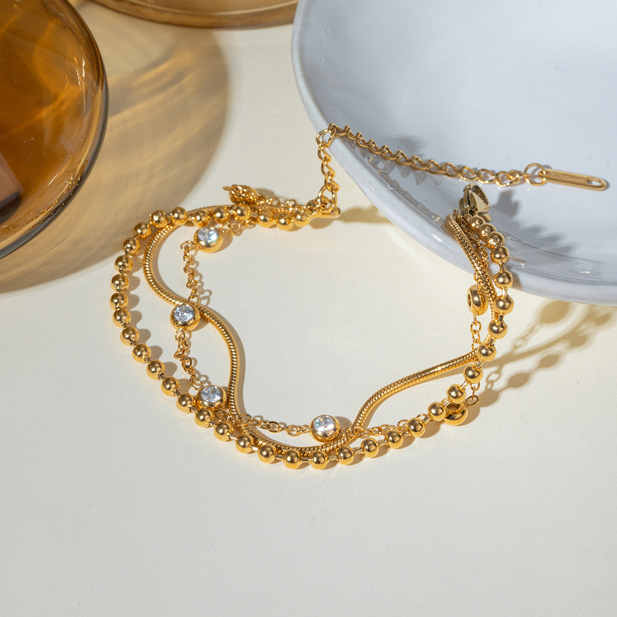 Multi-Layer Bracelet Adorned with Zircons