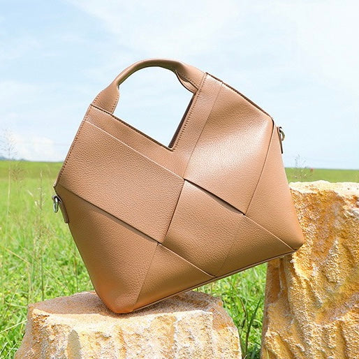 Women's Genuine Leather Woven Handbag
