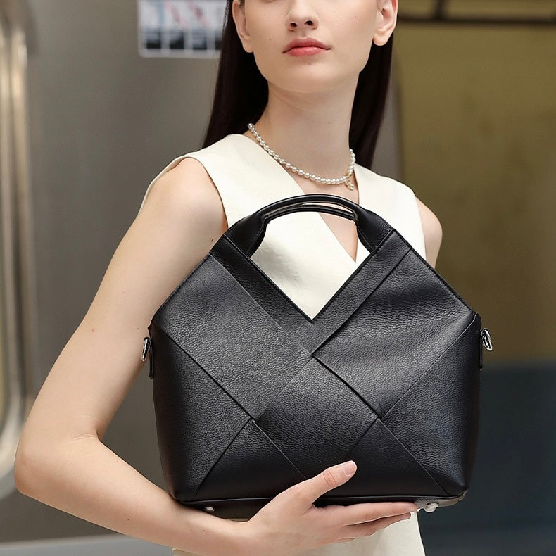 Women's Genuine Leather Woven Handbag
