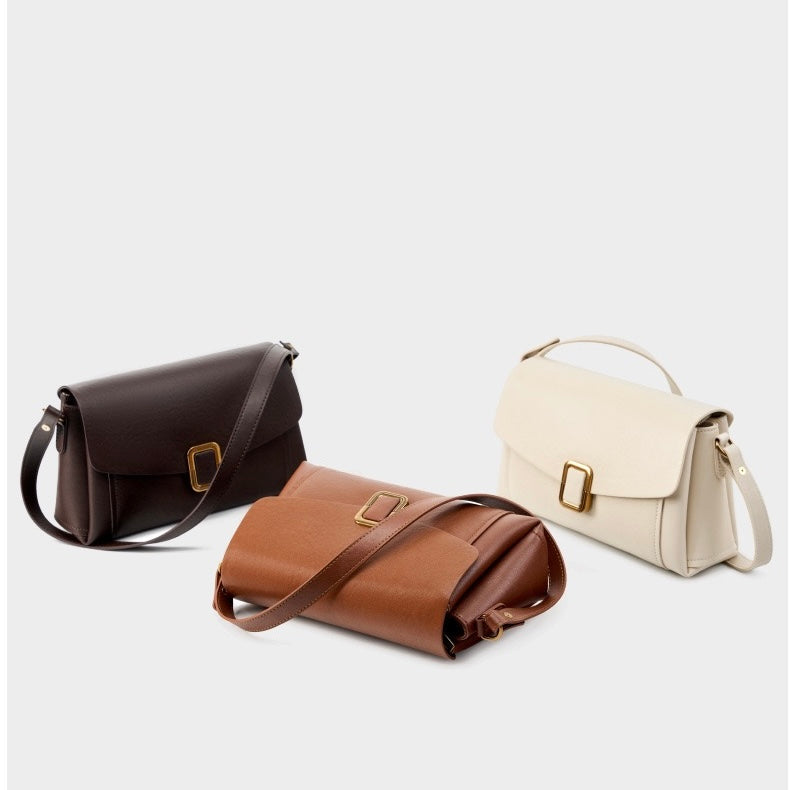 Women’s Genuine Leather Spring-Summer Commuter Tote Bag with Maillard Elegance