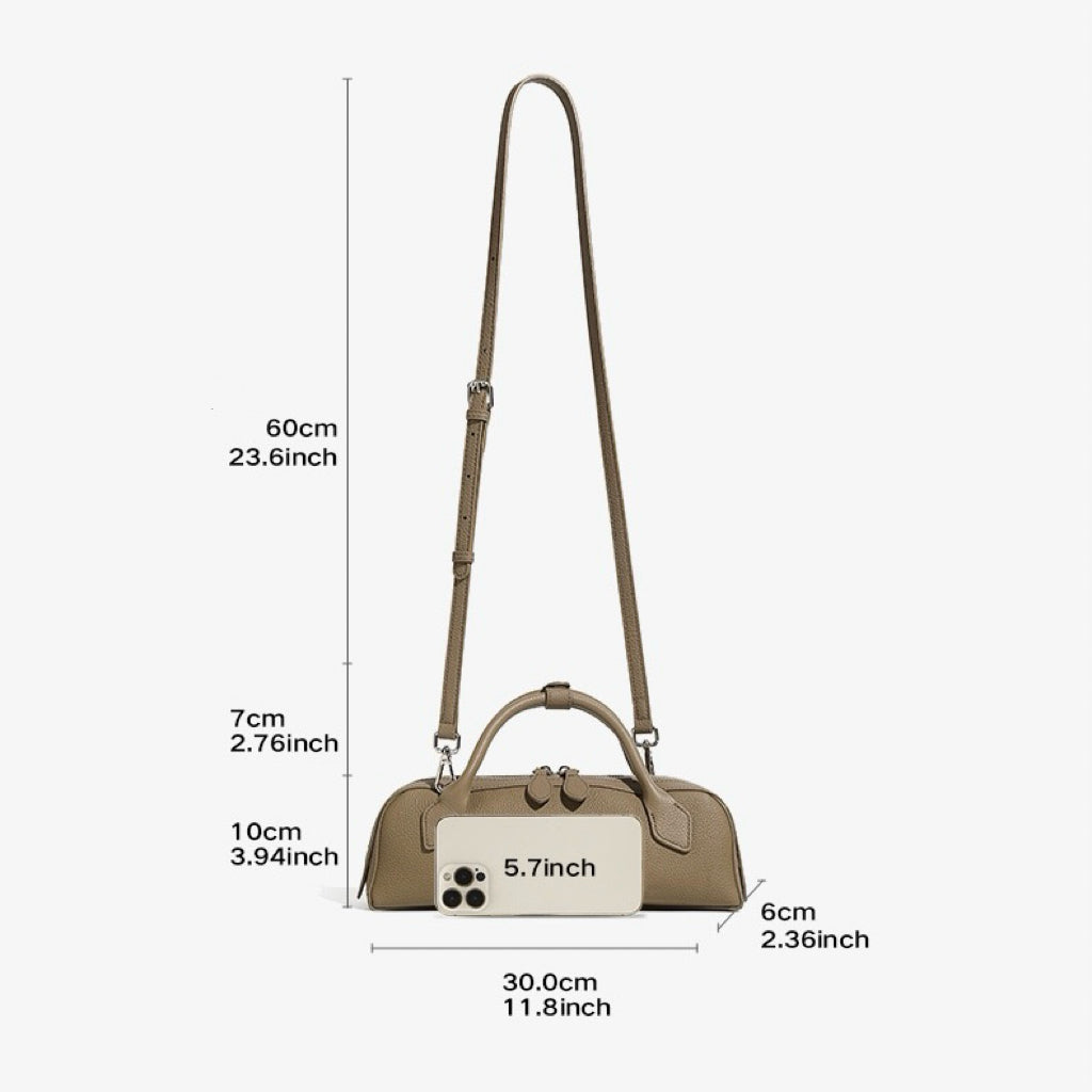 Top Grain Genuine Leather Large Capacity Baguette Handbag