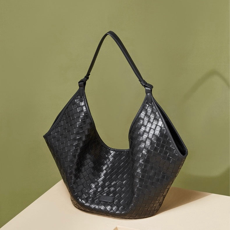 Women's Genuine Leather Woven Commuter Bag