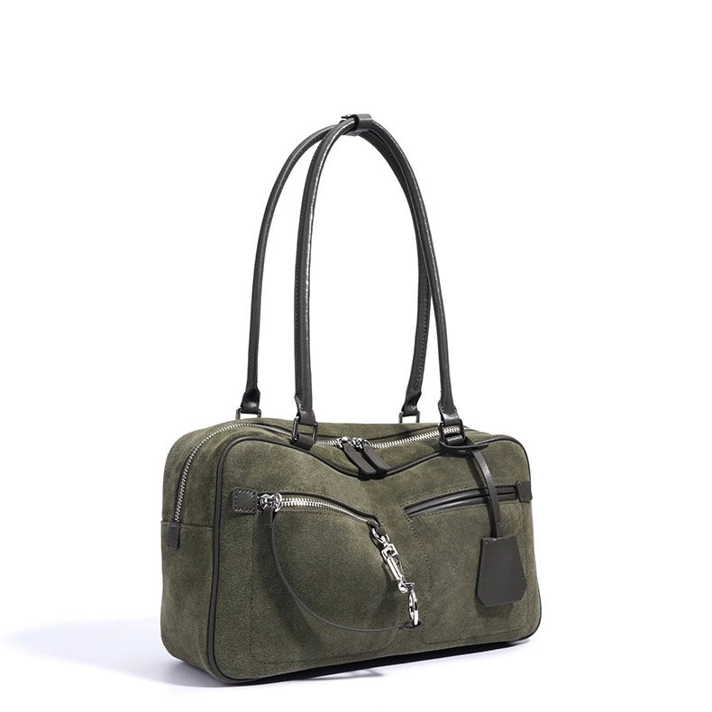 Women’s Matte Leather Pillow Shoulder Bag – Vintage Tote for Daily Commute