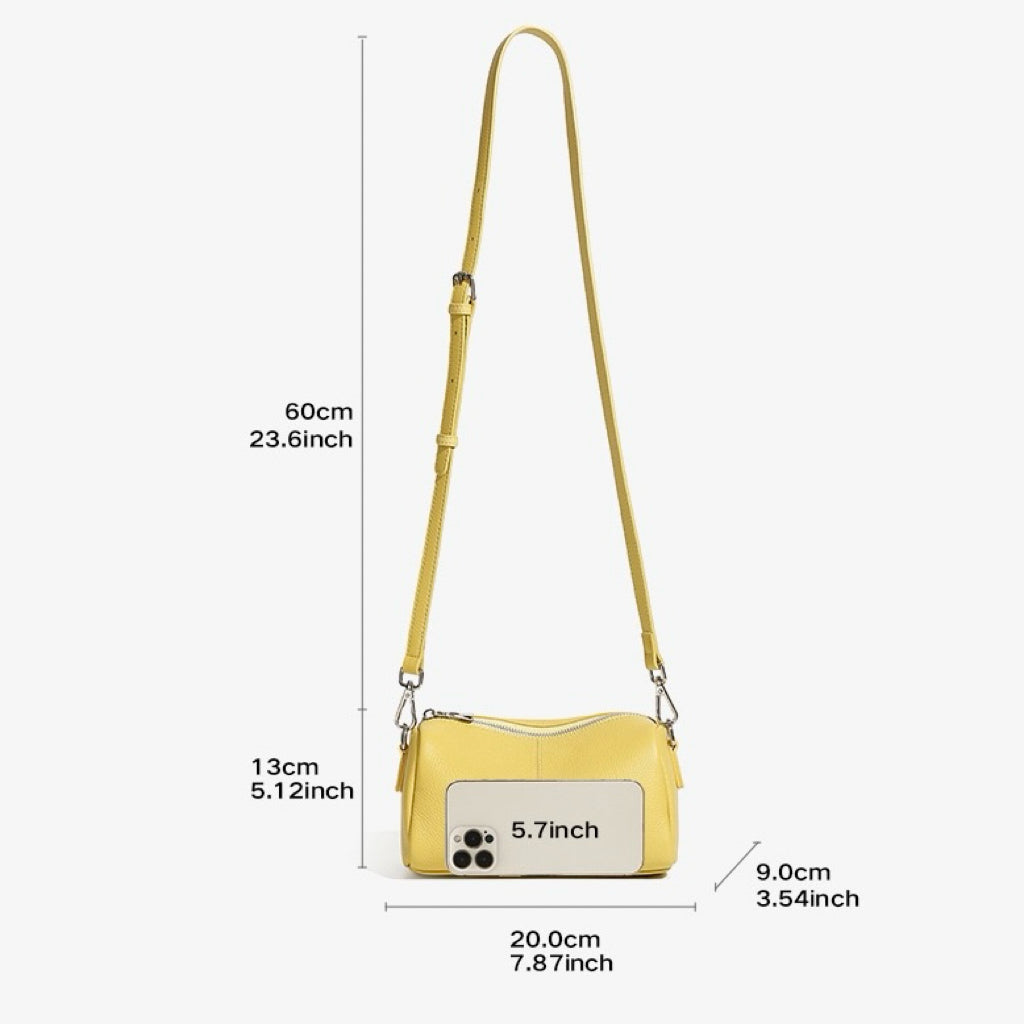 Women's Top Grain Soft Cowhide Cylinder Clutch Bag