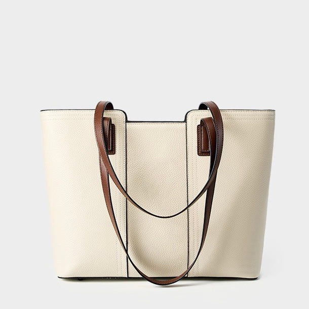 Women’s Genuine Leather Large Capacity Tote Shoulder Bag – Commuter Everyday Purse