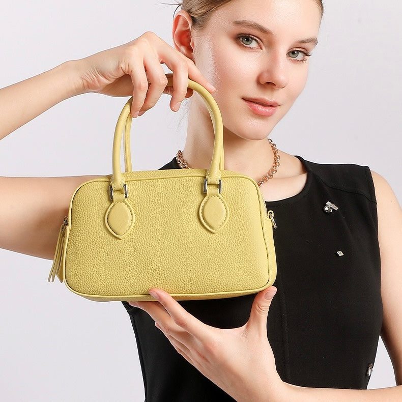 Women's Genuine Leather Premium Sense Handheld Boston Bag