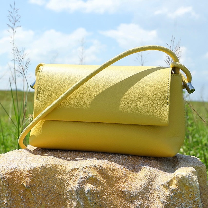 Women's Simple Multicolor Genuine Leather Compact Crossbody Bag