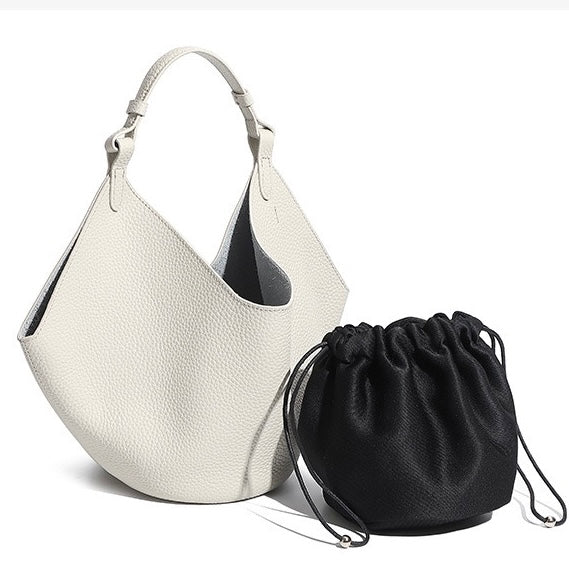 Women's Genuine Leather Large Capacity Basket Tote Bag